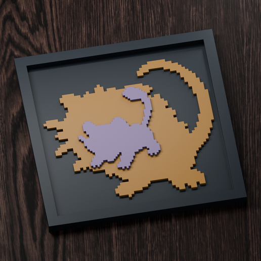 Raticate Line - Pokemon Silhouette Frame | Gen 5 sprite style | STL