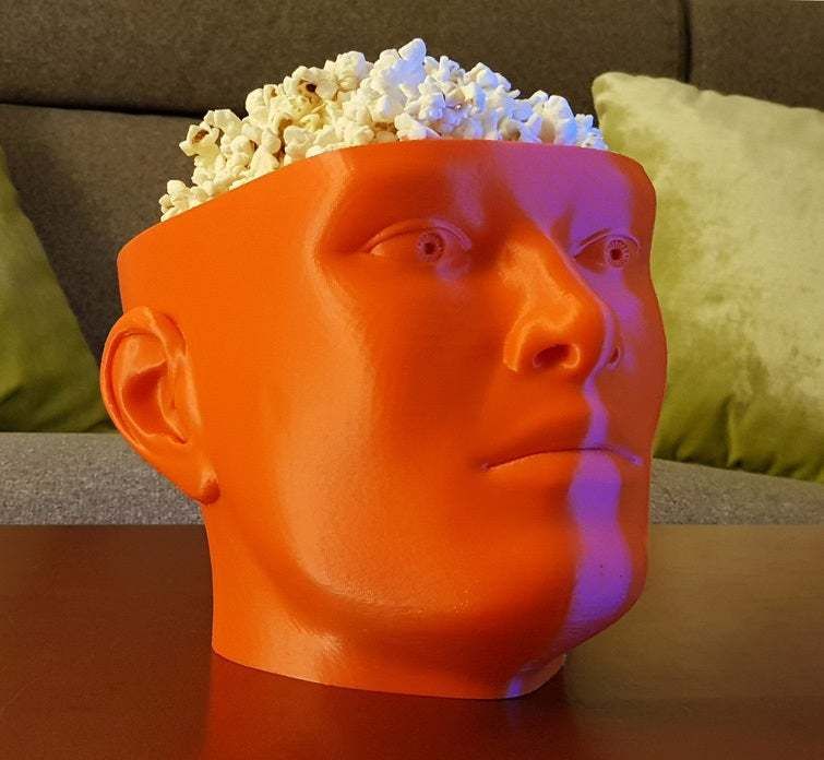 headBowl3.jpg Бесплатный STL файл Binge Watcher's Popcorn Bowl・3D-печатная модель для загрузки, ecoiras
