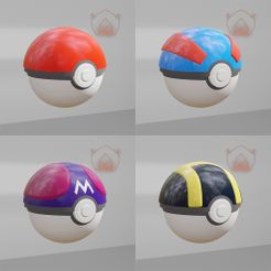 pokeballColleection.jpg Файл STL Брелок с шарнирным креплением standard,great,ultra,master ball collection fanart (без поддержки)・Модель для загрузки и печати в формате 3D