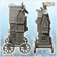4.jpg Fantasy medieval shop on four wooden wheels with sign and round window (3) - Medieval Gothic Feudal Old Archaic Saga 28mm 15mm RPG