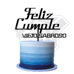 Topper-Feliz-cumple-VS.png Fichier STL Une décoration amusante pour un gâteau d'anniversaire : "Happy Birthday Tasty Old Man".・Modèle pour impression 3D à télécharger, Dianita12d