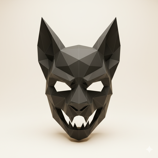 Low-poly bat mask - Halloween, spooky, scary, horror, creepy, haunted, October 31, trick or treat, pumpkin, jack o’ lantern, jackolantern, ghost, skeleton, skull, zombie, witch, vampire, monster, mummy, Frankenstein 3D Model 3D model