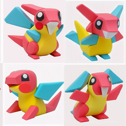 famille-porichu-au-complet.png STL file 8 Medley Pikachu and Porygon figures・3D print object to download