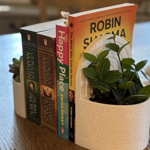 IMG_6329.jpeg Bookend Planter – Functional & Stylish Storage for Books & Plants 3D Printed Bookend with Water Reservoir!