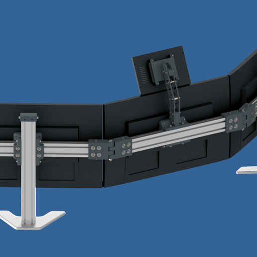 Triple monitor stand 3D model