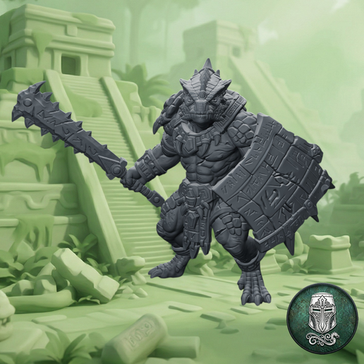 Saurus Veteran – Elite Lizardmen Champion | Pre-Supported 32mm Fantasy Miniature