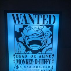 PXL_20231002_180655133.jpg Gear 5 Luffy, One Piece Wanted Poster, LED Light Box