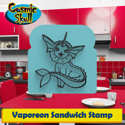 134-Vaporeon.png STL file Vaporeon Sandwich Stamp・3D print model to download