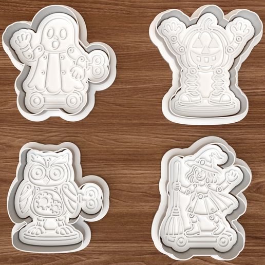 Vintage Halloween Tin Toys Cookie Cutter Set