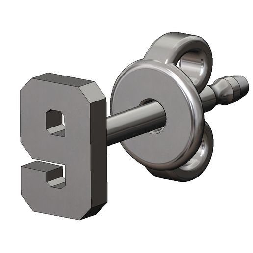 9-number-varsity-Stud-earring-10.jpg 9 девять номер varsity шрифт серьга-шпилька 3D печать модель