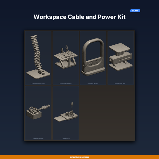 Workspace Cable and Power Kit - 6-Model STL Bundle