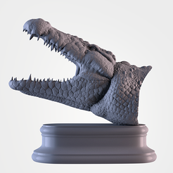 001.png STL-Datei Krokodil Kopf・3D-Drucker-Vorlage zum herunterladen