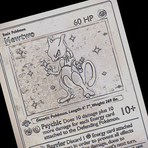 Mewtwo rare Pokemon card STL File for 3D printingCults