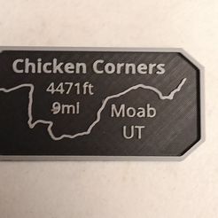 20230925_203527_HDR.jpg OBJ file Maverick's Trail badge Chicken Corners Moab Utah・Design to download and 3D print