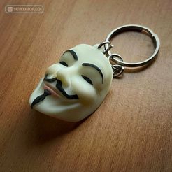 vendetta2.jpg Archivo STL Guy Fawkes Mask Keychain・Plan imprimible en 3D para descargar