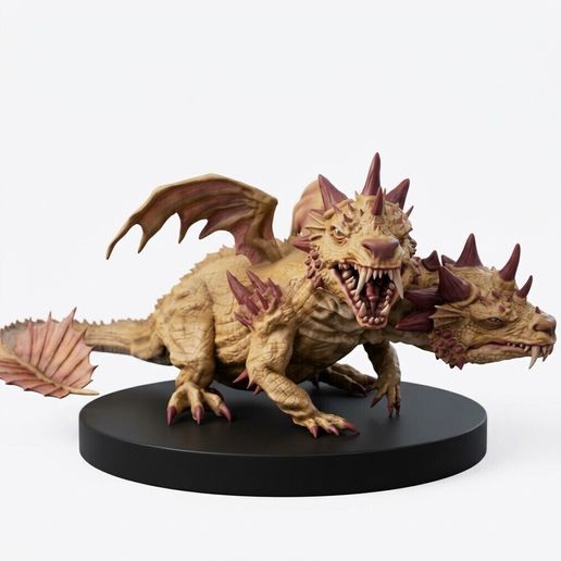 Desert Dragon Boss Miniature DnD - Two Headed Monster TTRPG STL- Sahraquor
