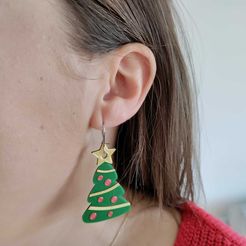 WhatsApp-Image-2022-12-16-at-14.10.23.jpeg STL file Christmas tree earrings・3D printer design to download