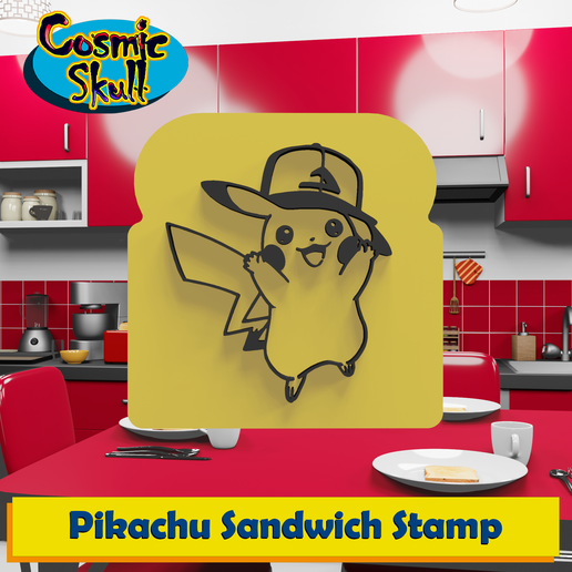 Pikachu with Cap (Kanto) Sandwich Stamp 3D model