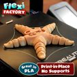Flexi Starfish 01.jpg STL-Datei Niedlicher Flexi Print-in-Place Seestern herunterladen • Modell für 3D-Drucker, FlexiFactory