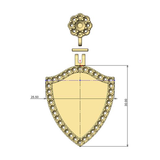 Diamond-Shield-pendant-flower-bail-cluster-05.jpg Diamond shield flower cluster bail pendant 3D print model
