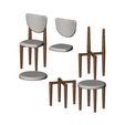CH9-00.JPG Miniature side chairs and stool mockups 3D print model