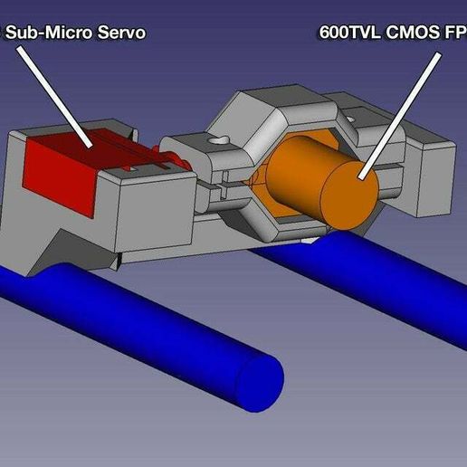 600TVL Camera Mount with Pitch Control - 3D model önizlemesi