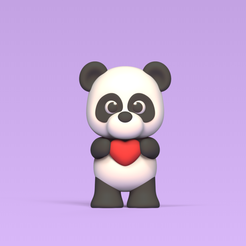 Cute-Panda-Heart-1.png Fichier 3D Cœur de panda mignon・Plan à imprimer en 3D à télécharger