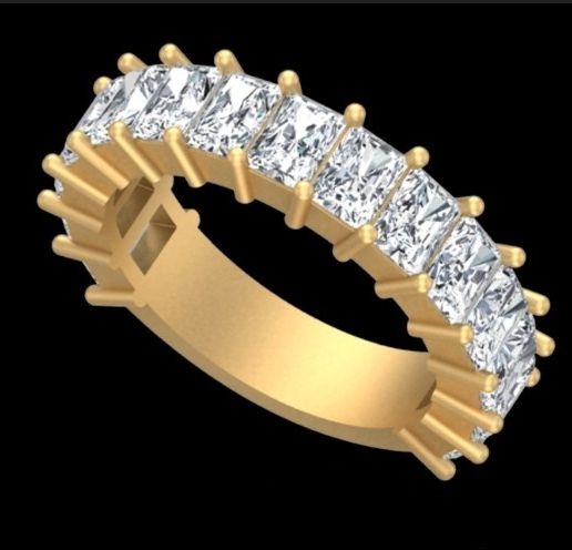 Radiant Cut Diamond Half Eternity Band
