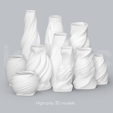 H_All_Renders_3.png Niedwica Vase Set | 3D printing vase | 3D model | STL files | Home decor | 3D vases | Modern vases | Floor vase | 3D printing | vase mode | STL Vase Collection