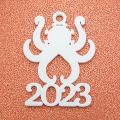 2023KrakenCoronavirusOrnament3DPhoto1.jpg Archivo STL Adorno de Navidad 2023 Kraken Covid Coronavirus・Plan imprimible en 3D para descargar