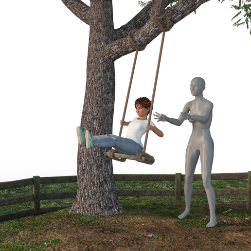kid girl Having Fun At Swing 3D model