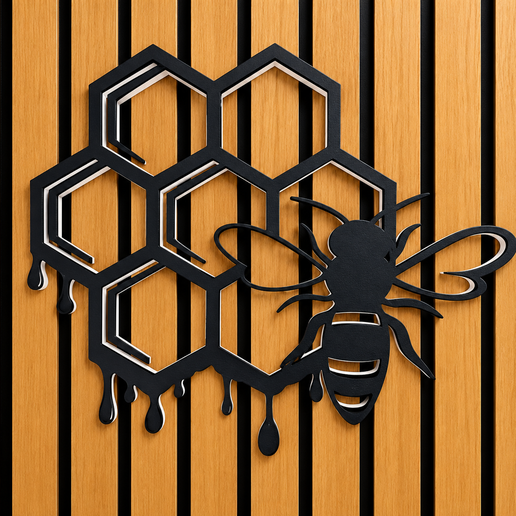 Bee and Honeycomb Wall Art – Honey Bee Decor | 3D Printable