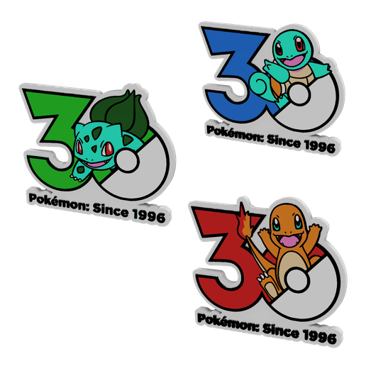 3D MULTICOLOR LOGO/SIGN - Gen 1 Starter Pokemon 30 Year Anniversary