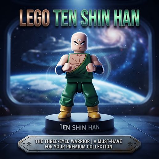 Ten Shin Han Lego Estilo Minifigura The Three-Eyed Warrior Dragon Ball Z Estatua Coleccionable Modelo 3D OBJ RAR
