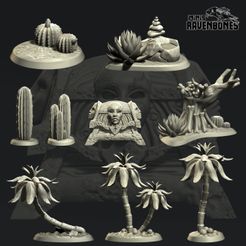 all.jpg Fichier 3D Terrain désertique, palmiers et coffre au trésor・Plan imprimable en 3D à télécharger