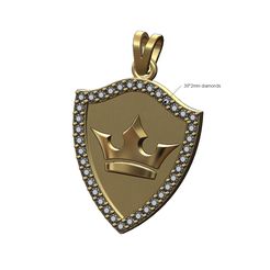 Crown-Diamond-Shield-pendant-00.jpg STL-Datei Diamant-Krone und Schild-Anhänger mit Bügel 3D-Druckmodell・Modell zum Herunterladen und 3D-Drucken