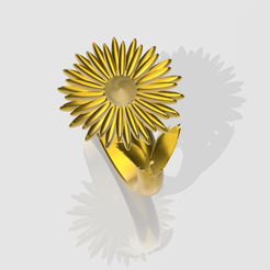 girasol.png STL file sunflower ring size 7・3D printer model to download, chojuan