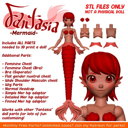 🧜‍♀️ [FANTASIA] the Angrogynous Mermaid Ball Jointed Doll for
