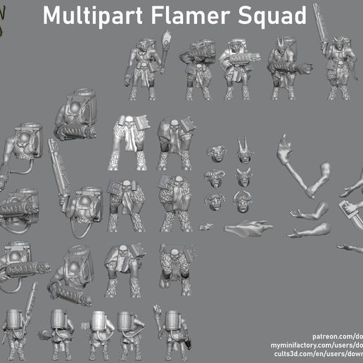 STL file Beastmen in Space! Multipart Flamer Squad・Template to download