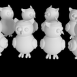 Corujas1.png Pack of 8 owl dolls and vases for STL ornament