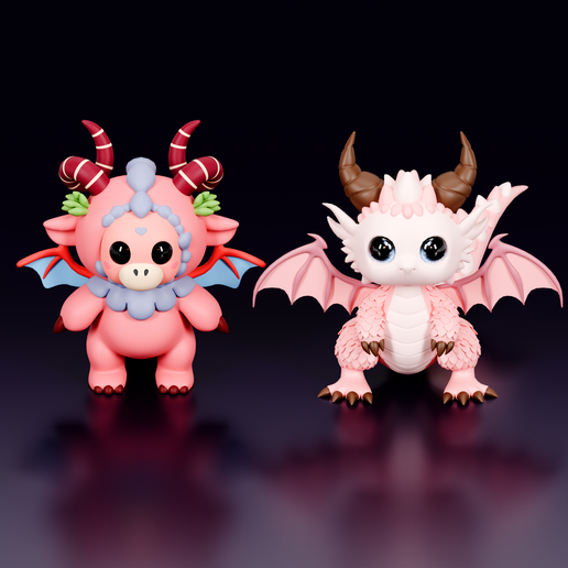 5.png Cute Dragon Character Pack | Chibi Fantasy Creatures | 3D Printable STL Models