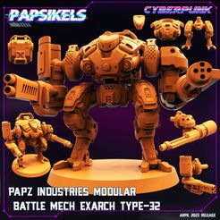 720X720-papz-industries-modular-battle-mech-exarch-type-32.jpg 3D file PAPZ INDUSTRIES MODULAR BATTLE MECH EXARCH TYPE 32・3D printing template to download