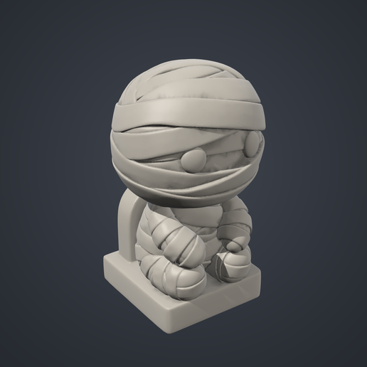 Mummy STL - Cute Chibi Halloween Mummy Sitting by a Tombstone Figurine