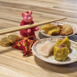 ChineseNewYear_006.jpg Free STL file Multi-Color Year of the Pig Chopstick Holder・3D print design to download