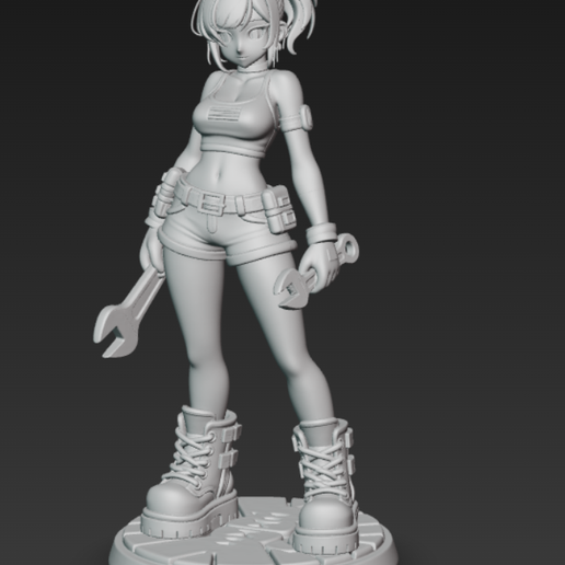Screenshot-2025-12-01-223910.png 4 stl - SEXY MECHANIC GIRL + bonus - Cyberpunk Engineer - Full Body STL - Manga Style