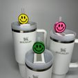 IMG_0178.jpg Smiley Face Straw Topper, Happy Straw Charm for Stanley Cup Tumblers