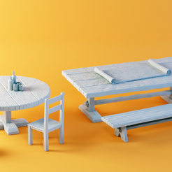 06.png Fichier STL set Tables et sièges (28mm)・Modèle à imprimer en 3D à télécharger
