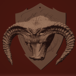 BalrogShieldRender.png Balrog Head With Shield Wall Plaque