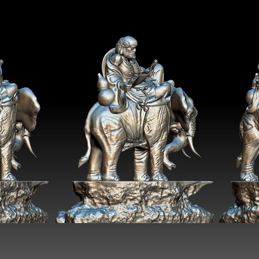 Arhat riding elephant - 3D model önizlemesi