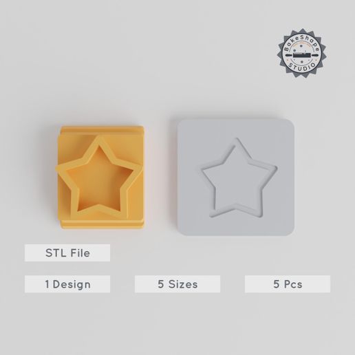 product_1689-01_main.jpg Five Point Star Stamp Tile Set, Geometric Star Designs, 5 Sizes for Clay, Cookie & Fondant Use